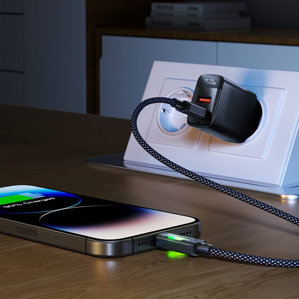 Kabl za prenos podataka i punjenje USB-A - USB-C Acefast C21-04, 18W, 1.2m, Crni