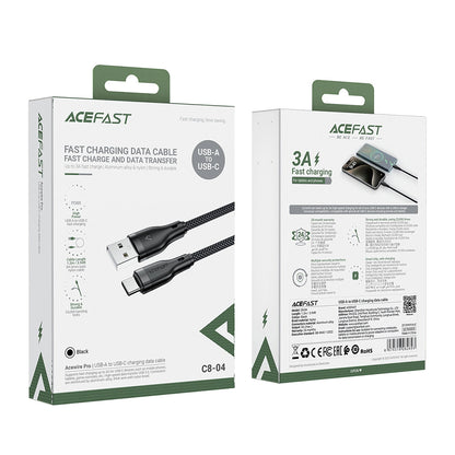 Kabl za podatke i punjenje USB-A - USB-C Acefast C8-04, 18W, 1.2m, Crni