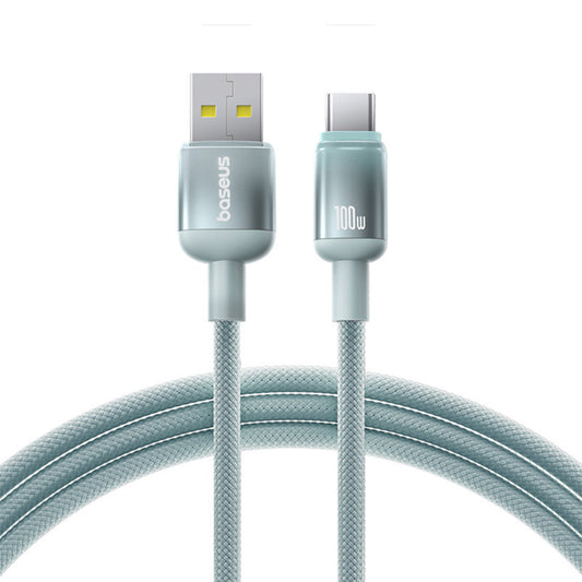 Kabl za podatke i punjenje USB-A - USB-C Baseus Discolor, 100W, 1m, Plavo Zelen E0420801