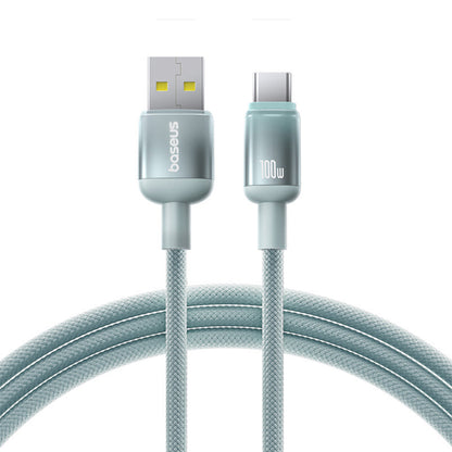 Kabl za podatke i punjenje USB-A - USB-C Baseus Discolor, 100W, 2m, Plavo Zelen E0418500