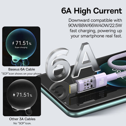 Kabl za podatke i punjenje USB-A - USB-C Baseus Gem, 100W, 1m, Ljubičasti P10373002511-00