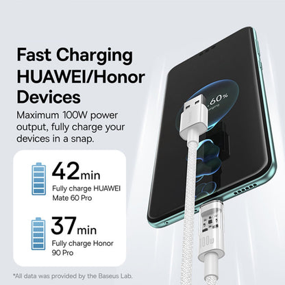 Kabl za Prenos Podataka i Punjenje USB-A - USB-C Baseus Gem, 100W, 2m, Beli P10373002211-01