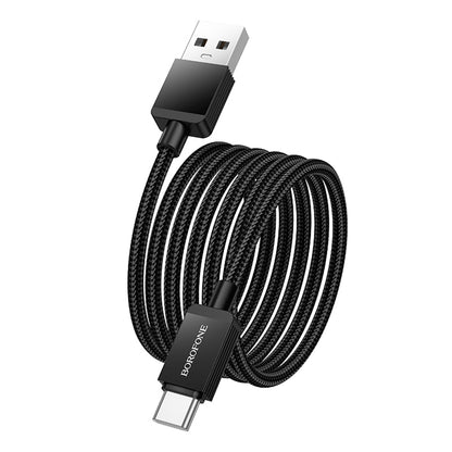 Kabl za prenos podataka i punjenje USB-A - USB-C Borofone BX120 Placer, 18W, 1m, Crni