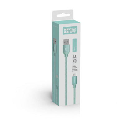 Kabl za podatke i punjenje USB-A - USB-C ColorWay CW-CBUC003, 18W, 1m, Zelen.
