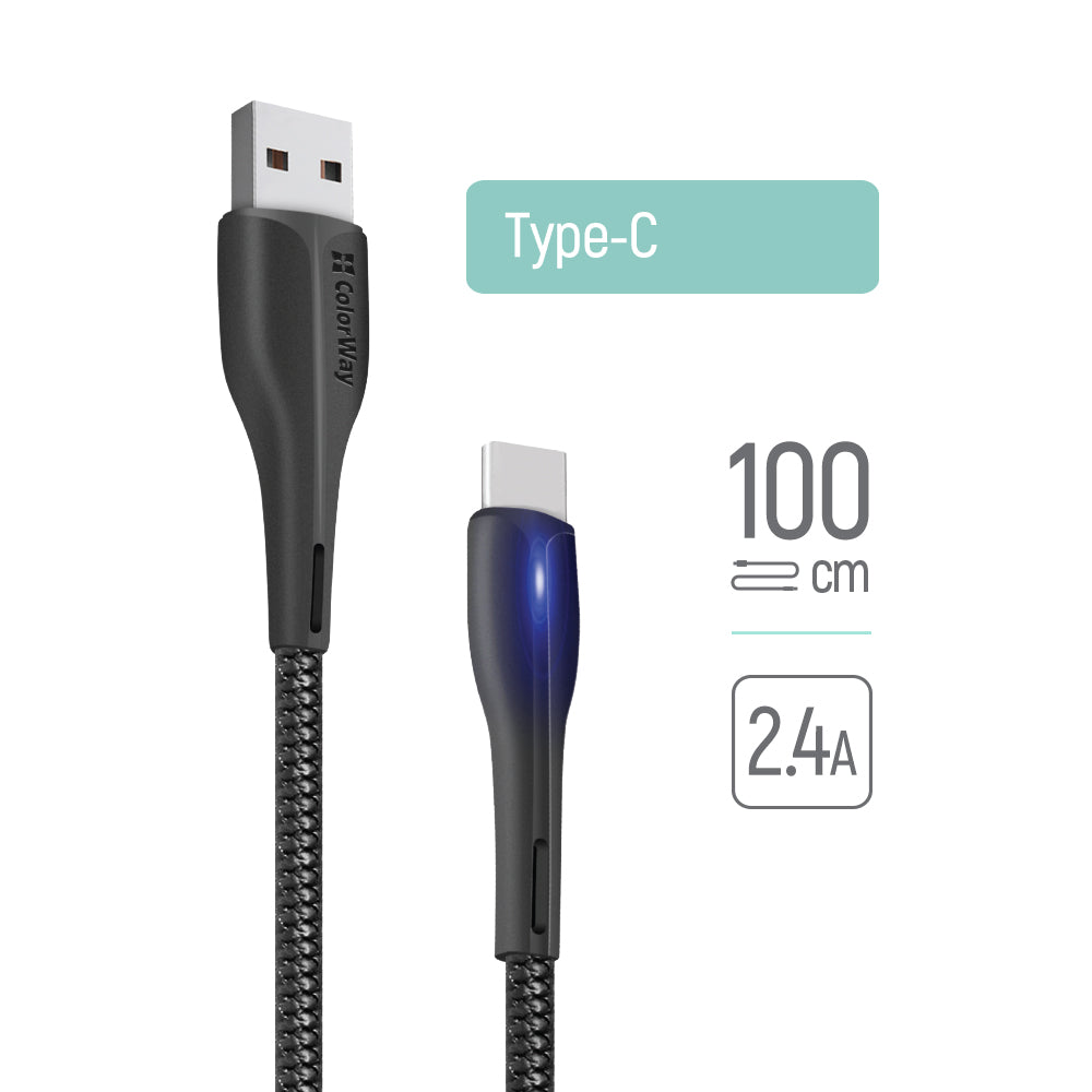 Kabl za podatke i punjenje USB-A - USB-C ColorWay CW-CBUC034, 18W, 1m, Crni