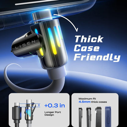 Kabl za prenos podataka i punjenje USB-A / USB-C - Lightning / USB-C Lisen 4in1, 240W, 2m, Sivi YL0124110002