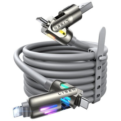 Kabl za prenos podataka i punjenje USB-A / USB-C - Lightning / USB-C Lisen 4in1, 240W, 2m, Sivi YL0124110002