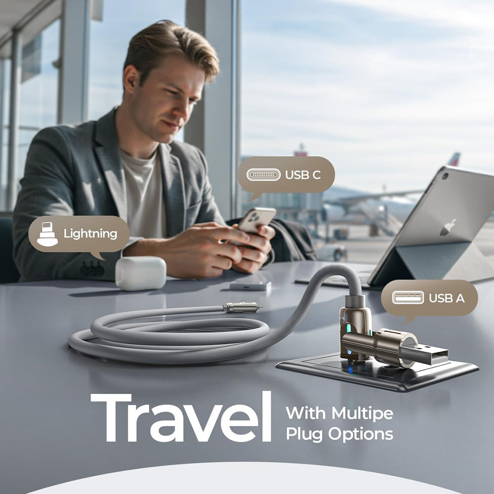 Kabl za prenos podataka i punjenje USB-A / USB-C - Lightning / USB-C Lisen 4in1, 240W, 2m, Sivi YL0124110002