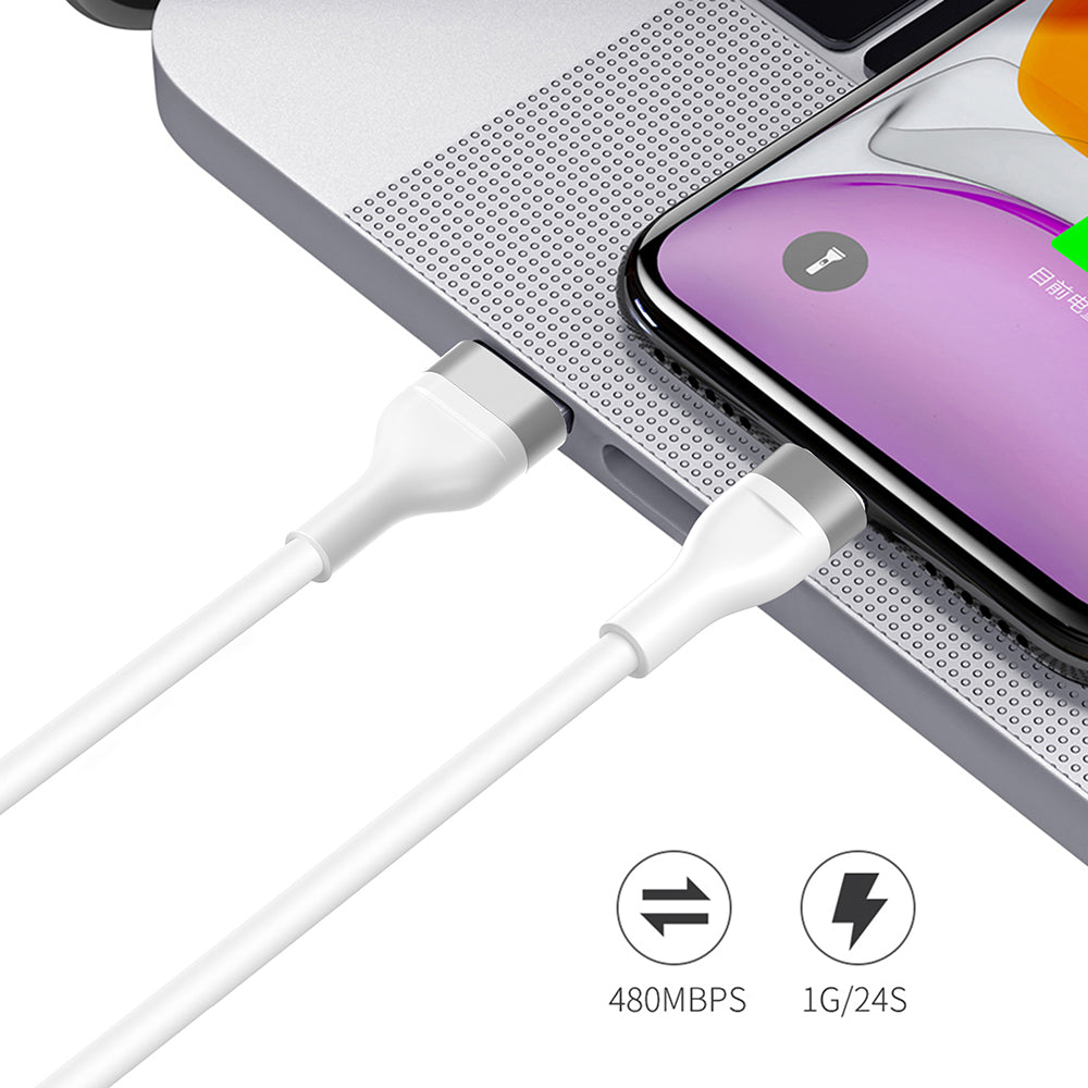 Kabl za prenos podataka i punjenje USB-A - USB-C Lito LD02C, 18W, 1.2m, Beli