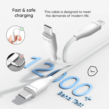 Kabl za Prenos Podataka i Punjenje USB-A - USB-C Lito LD03T, 18W, 1m, Beli
