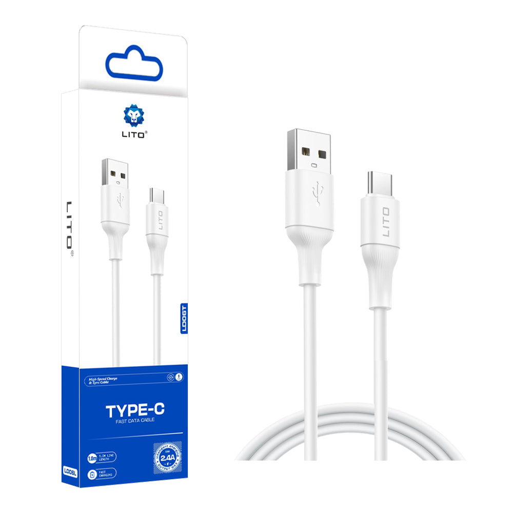 Kabl za Prenos Podataka i Punjenje USB-A - USB-C Lito LD06T, 18W, 1m, Beli