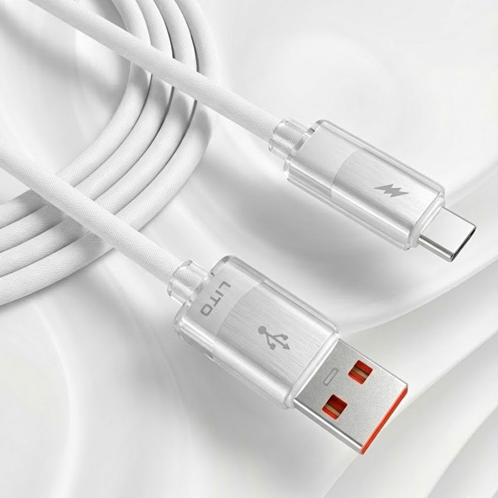 Kabl za Prenos Podataka i Punjenje USB-A - USB-C Lito LD07, 18W, 1m, Beli