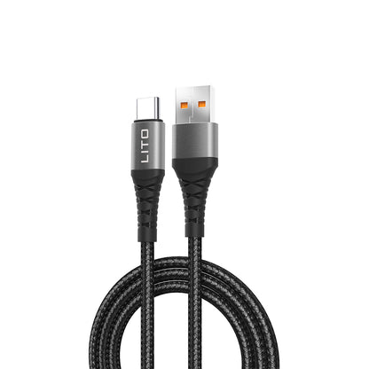 Kabl za prenos podataka i punjenje USB-A - USB-C Lito LD08T, 18W, 1m, Crni