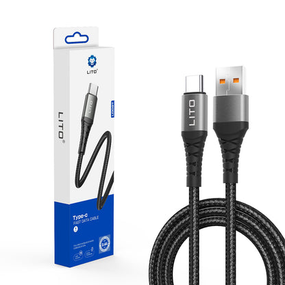 Kabl za prenos podataka i punjenje USB-A - USB-C Lito LD08T, 18W, 1m, Crni