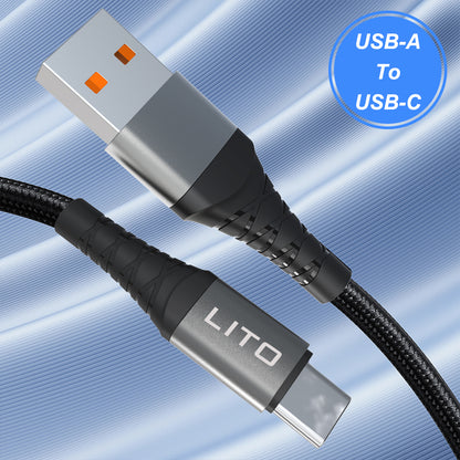 Kabl za prenos podataka i punjenje USB-A - USB-C Lito LD08T, 18W, 1m, Crni