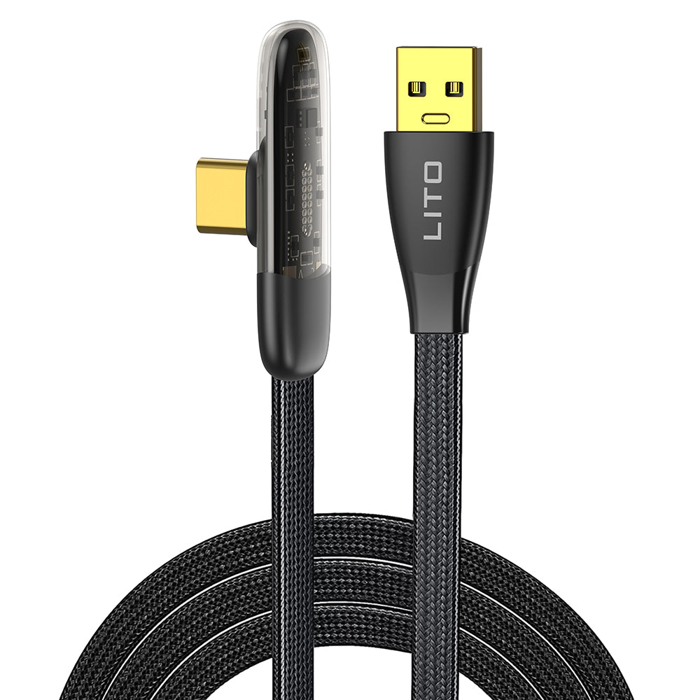 Kabl za podatke i punjenje USB-A - USB-C Lito LD11C, 18W, 1m, Crni
