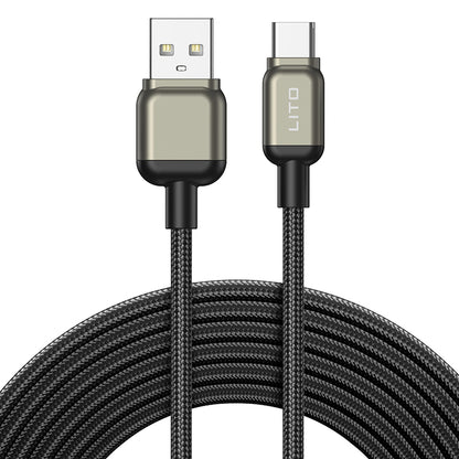 Kabl za podatke i punjenje USB-A - USB-C Lito LD17, 18W, 1m, Crni