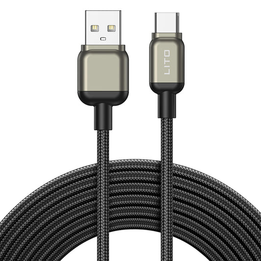 Kabl za podatke i punjenje USB-A - USB-C Lito LD17, 18W, 1m, Crni