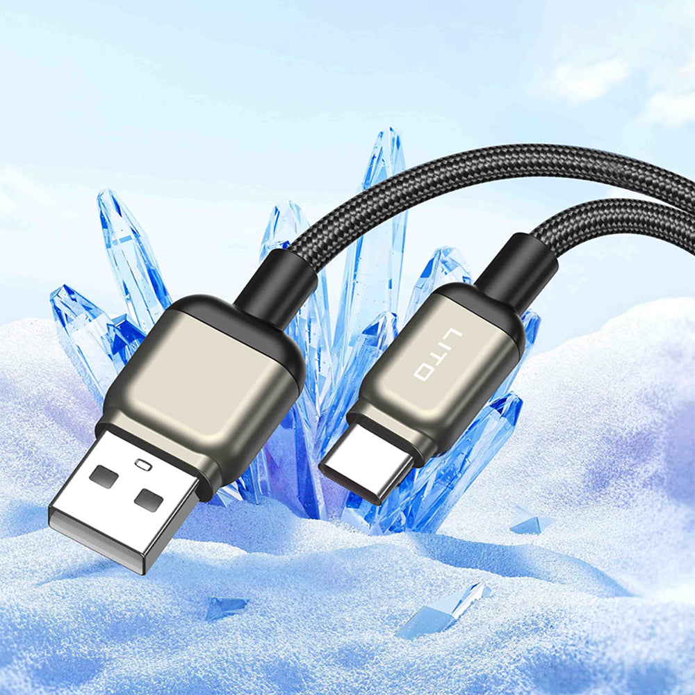 Kabl za podatke i punjenje USB-A - USB-C Lito LD17, 18W, 1m, Crni