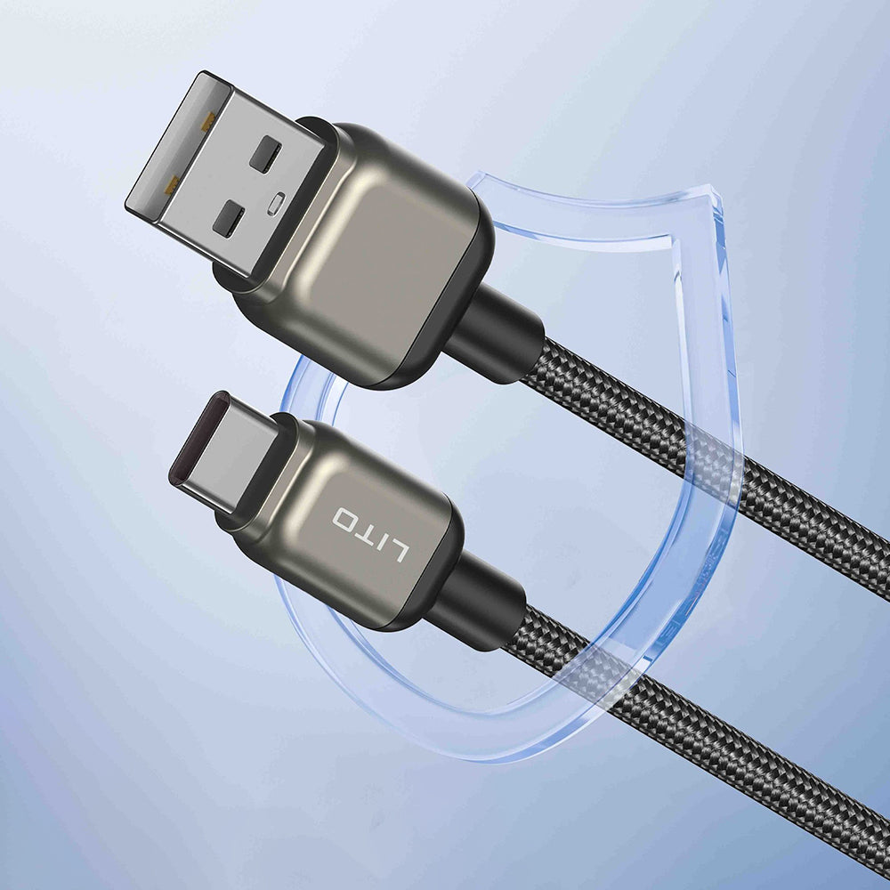 Kabl za podatke i punjenje USB-A - USB-C Lito LD17, 18W, 1m, Crni