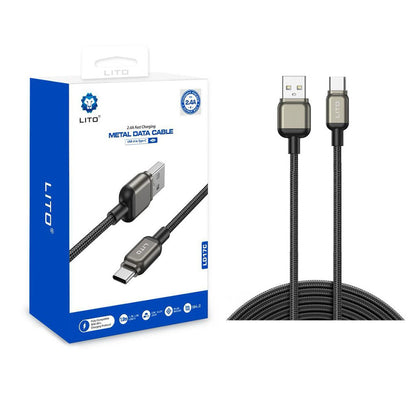Kabl za podatke i punjenje USB-A - USB-C Lito LD17, 18W, 1m, Crni
