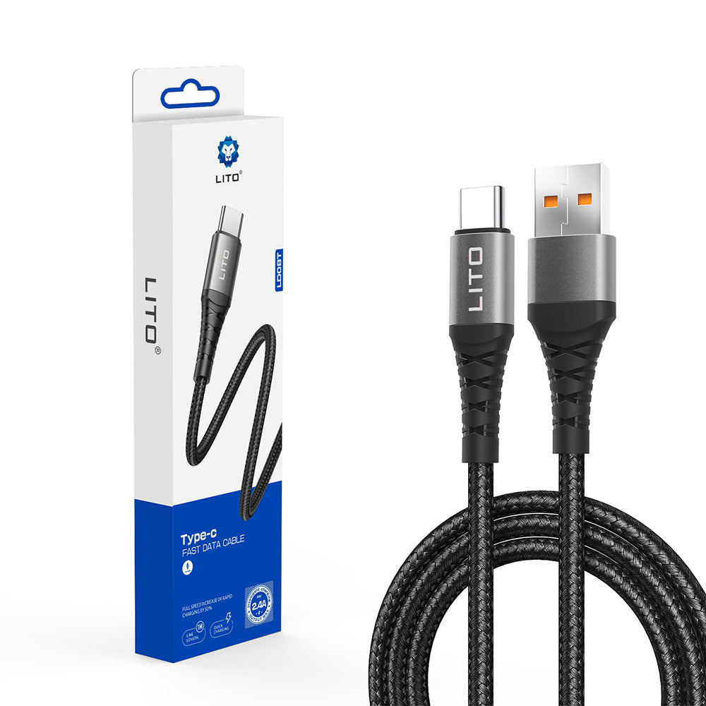 Kabl za prenos podataka i punjenje USB-A - USB-C Lito LD22T, 18W, 2m, Crni