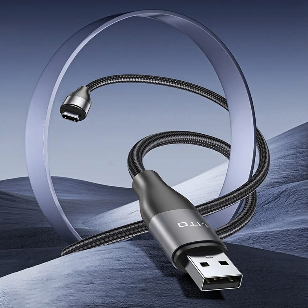 Kabl za podatke i punjenje USB-A - USB-C Lito LD23T, 18W, 1m, Sivi
