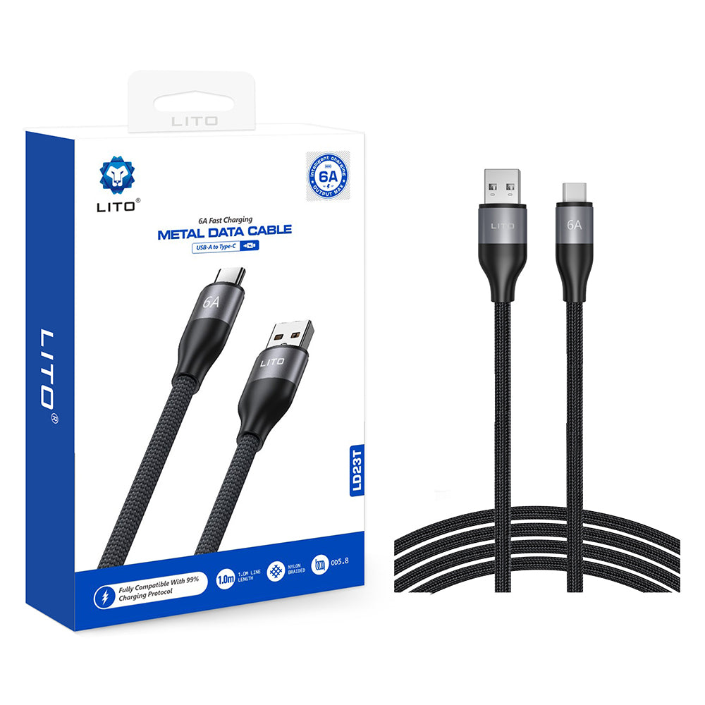Kabl za podatke i punjenje USB-A - USB-C Lito LD23T, 18W, 1m, Sivi