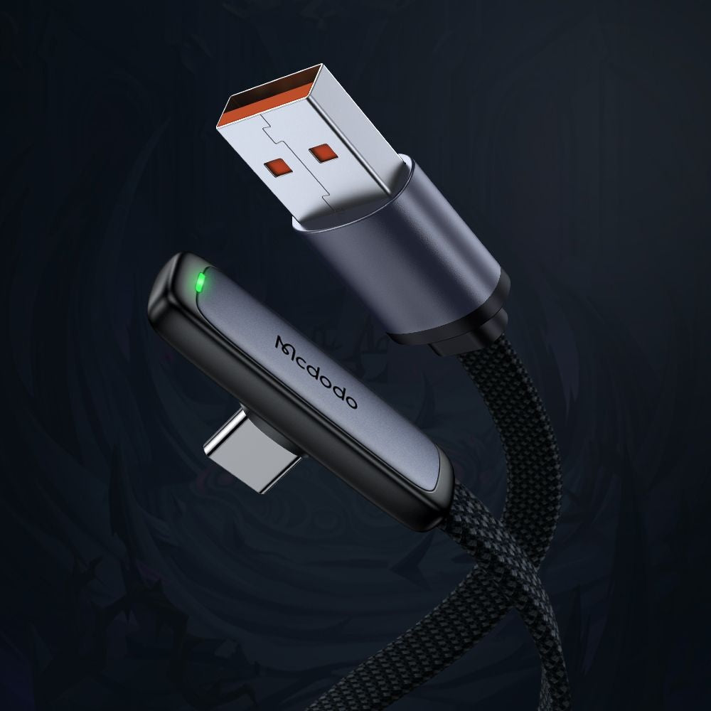 Kabl za podatke i punjenje USB-A - USB-C McDodo CA-3340 Angled, 100W, 1.2m, Crni
