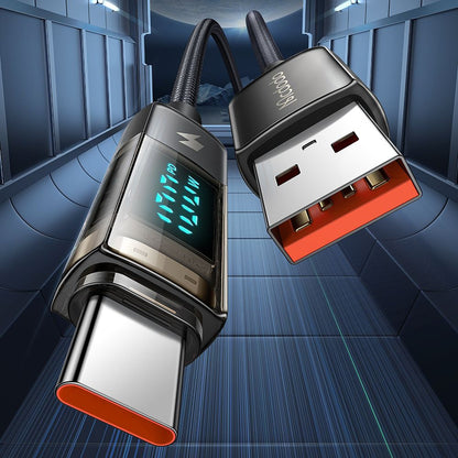 Kabl za prenos podataka i punjenje USB-A - USB-C McDodo CA-3630 Display Auto Power Off, 66W, 1.2m, Crni