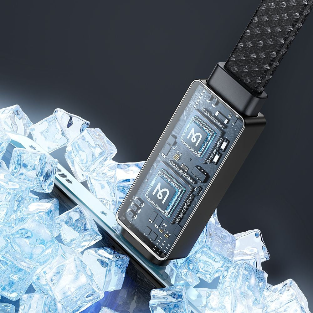 Kabl za prenos podataka i punjenje USB-A - USB-C McDodo CA-4980 Rythm Display, 100W, 1.2m, Crni