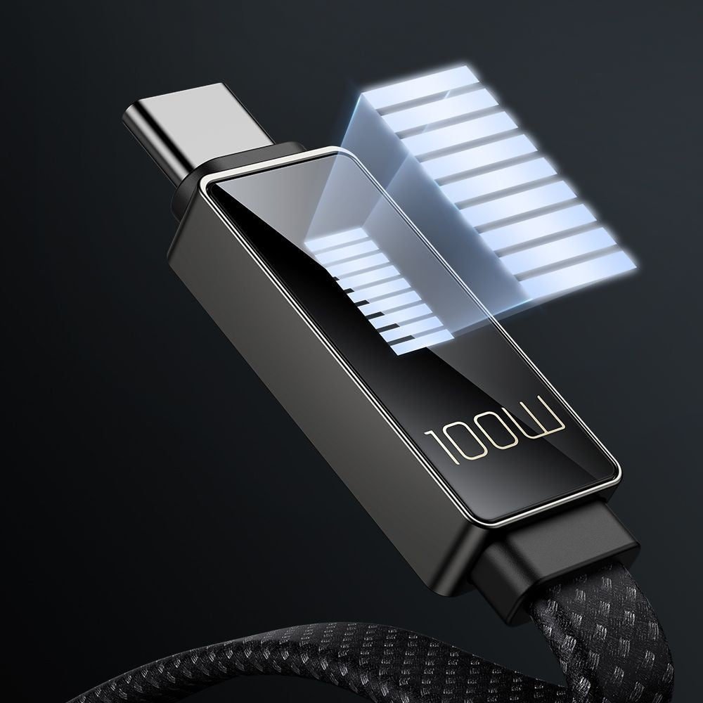 Kabl za prenos podataka i punjenje USB-A - USB-C McDodo CA-4980 Rythm Display, 100W, 1.2m, Crni