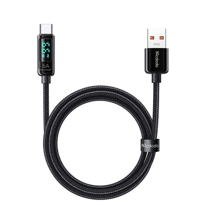 Kabl za Podatke i Punjenje USB-A - USB-C McDodo CA-8690 Display, 66W, 1.2m, Crni