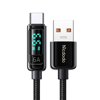 Kabl za Podatke i Punjenje USB-A - USB-C McDodo CA-8690 Display, 66W, 1.2m, Crni