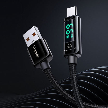 Kabl za Podatke i Punjenje USB-A - USB-C McDodo CA-8690 Display, 66W, 1.2m, Crni