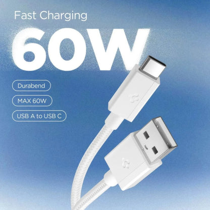 USB-A - USB-C kabl za prenos podataka i punjenje Spigen EB6015AC, 60W, 1.5m, Bela ACA10413