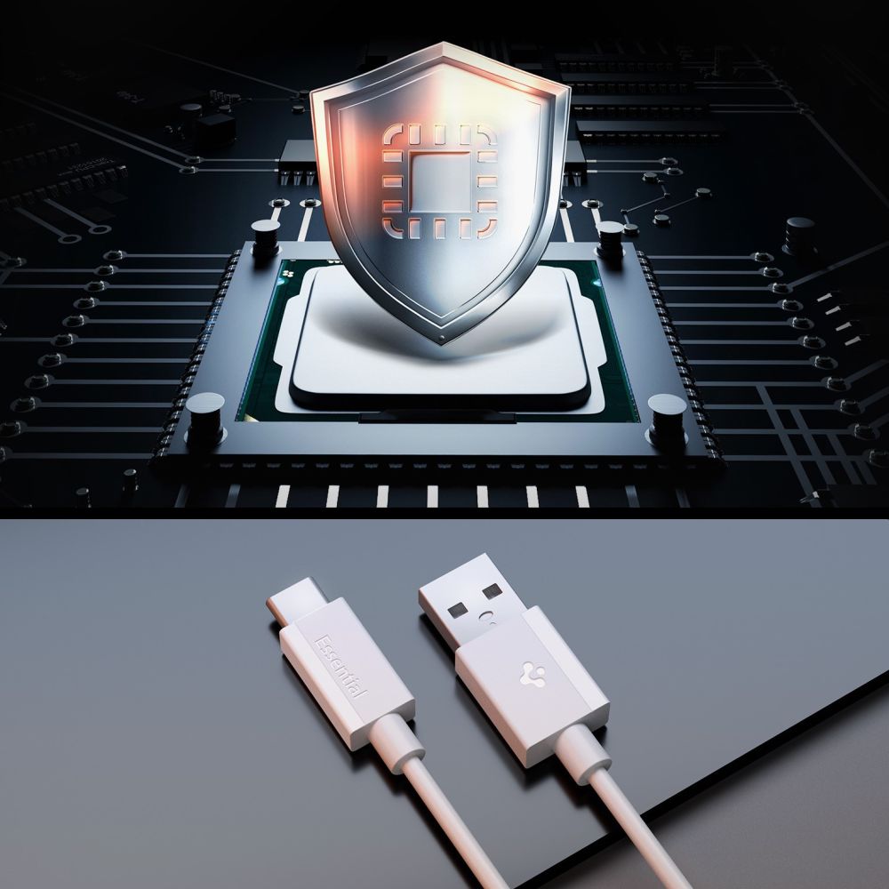 Kabl za podatke i punjenje USB-A - USB-C Spigen Essential, 60W, 1m, Beli