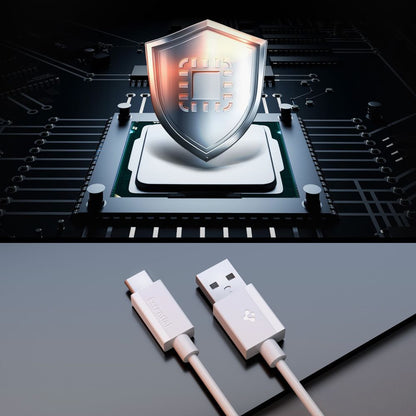 Kabl za podatke i punjenje USB-A - USB-C Spigen Essential, 60W, 1m, Beli