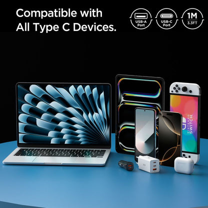 Kabl za podatke i punjenje USB-A - USB-C Spigen Essential, 60W, 1m, Beli