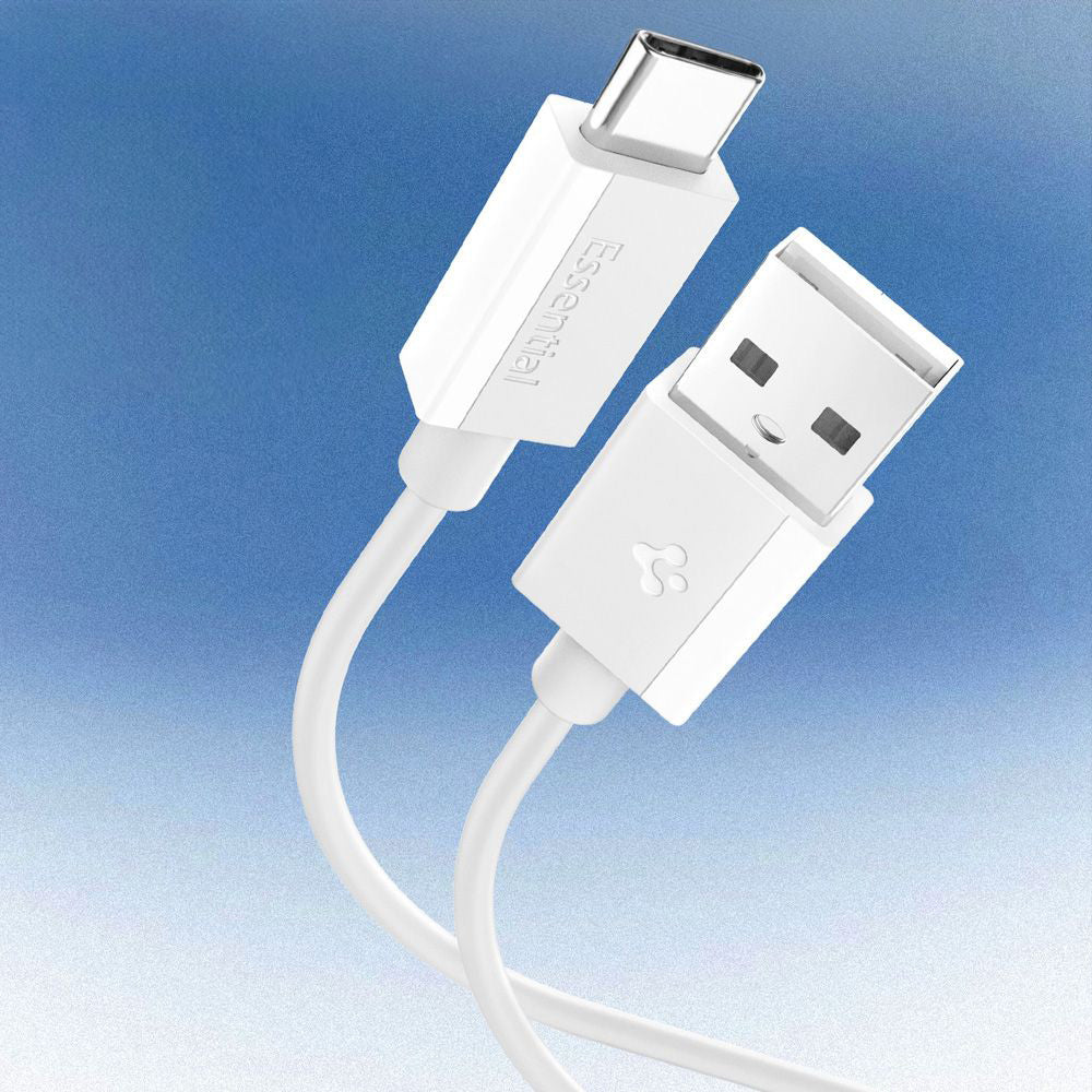 Kabl za podatke i punjenje USB-A - USB-C Spigen Essential, 60W, 2m, Beli