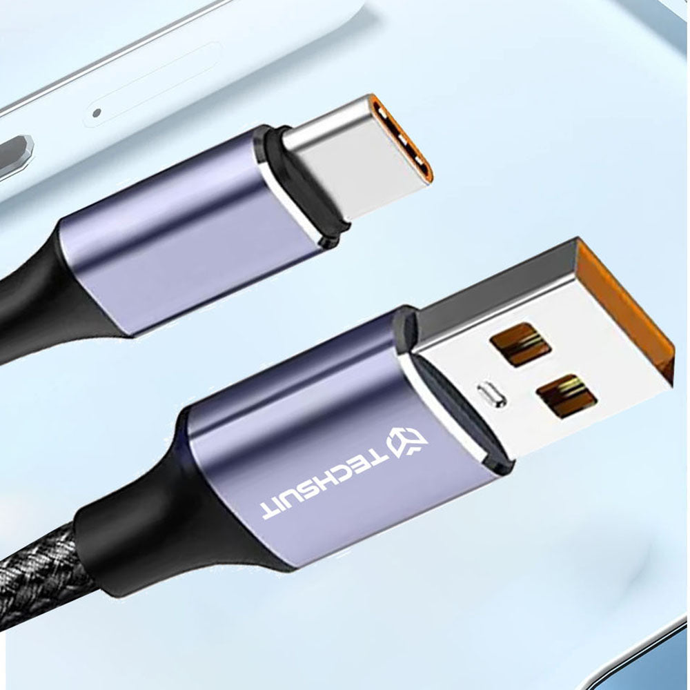 Kabl za prenos podataka i punjenje USB-A - USB-C Techsuit PCB018, 100W, 1m, Crni