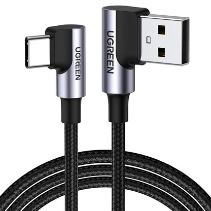Kabl za prenos podataka i punjenje USB-A - USB-C UGREEN US176 Angled, 18W, 3m, Sivi