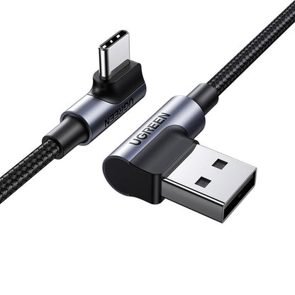 Kabl za prenos podataka i punjenje USB-A - USB-C UGREEN US176 Angled, 18W, 3m, Sivi