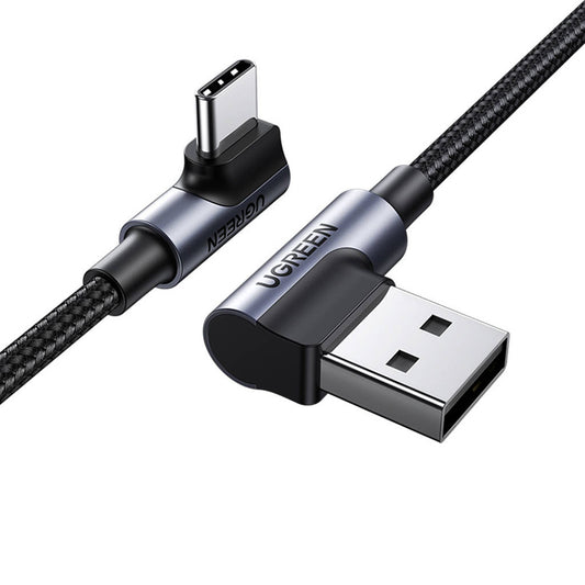 Kabl za prenos podataka i punjenje USB-A - USB-C UGREEN US176 Angled, 18W, 3m, Sivi