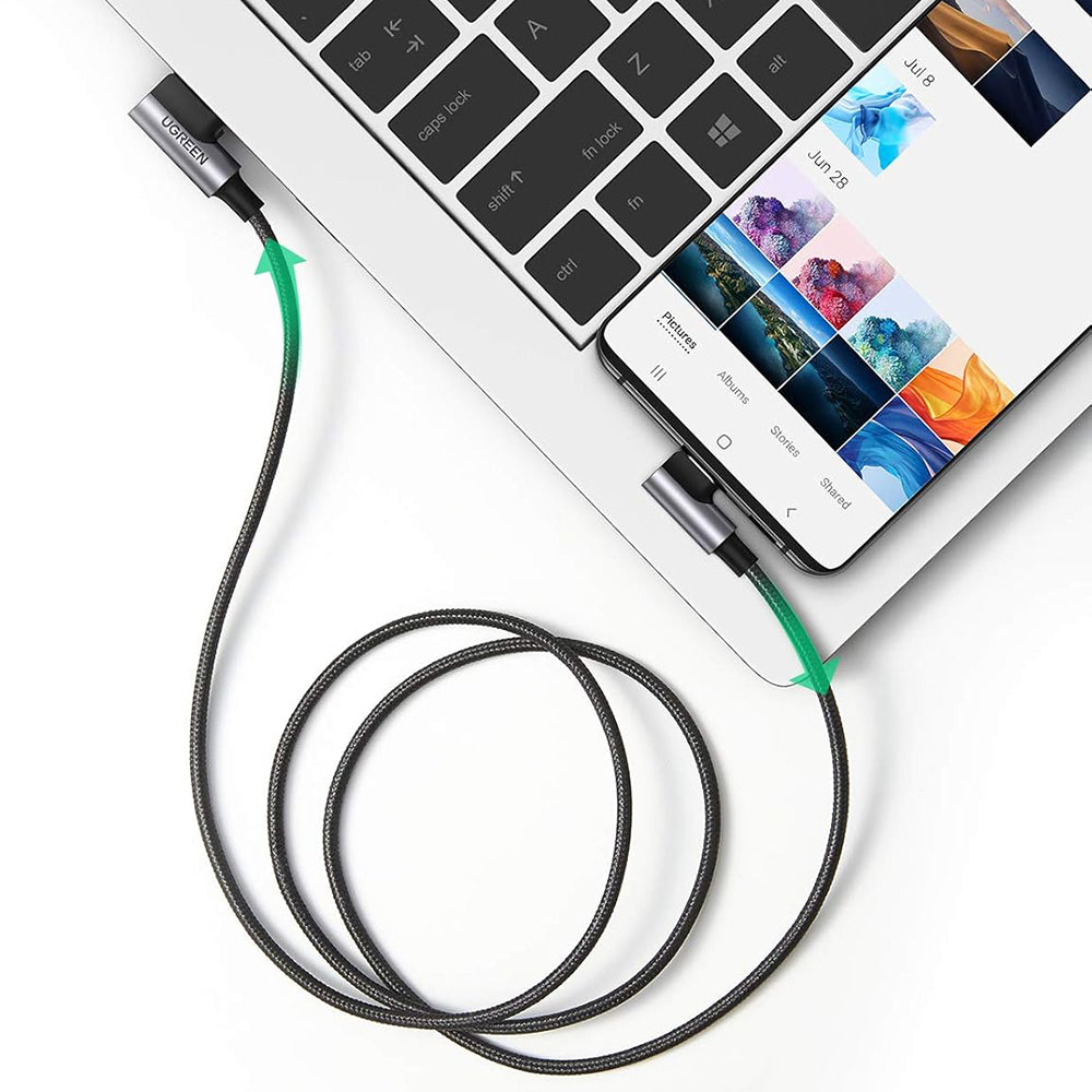 Kabl za prenos podataka i punjenje USB-A - USB-C UGREEN US176 Angled, 18W, 3m, Sivi