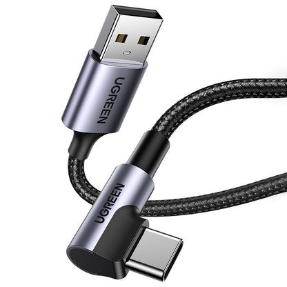 Kabl za podatke i punjenje USB-A - USB-C UGREEN US284 Angled, 18W, 0.5m, Sivi