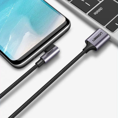 Kabl za podatke i punjenje USB-A - USB-C UGREEN US284 Angled, 18W, 0.5m, Sivi