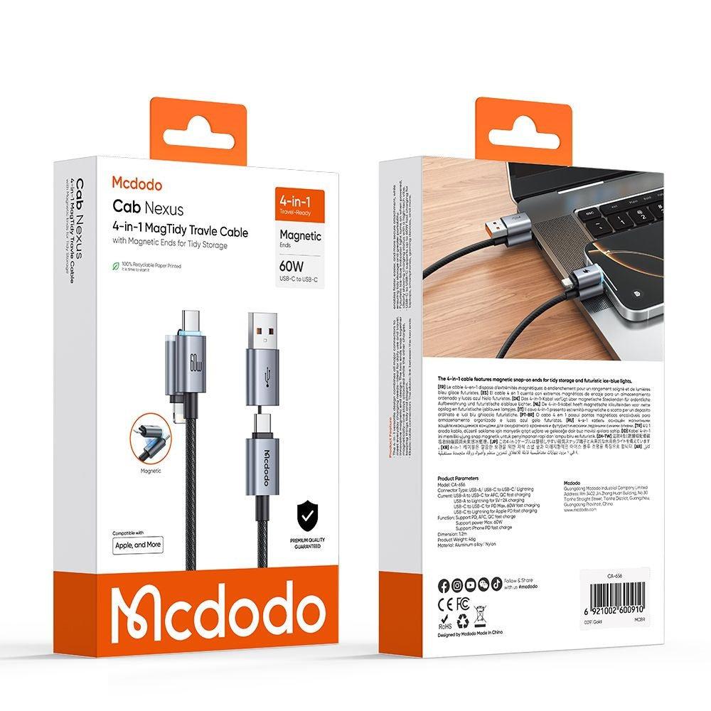 USB-A / USB-C kabl za prenos podataka i punjenje - USB-C / Lightning McDodo CA-6560, 60W, 1.2m, Crna