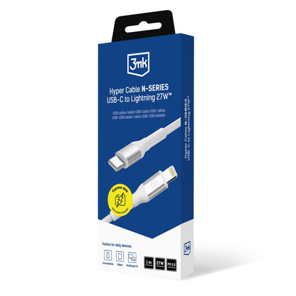 USB-C - Lightning kabl za prenos podataka i punjenje 3MK Hyper N, 27W, 1m, Bela