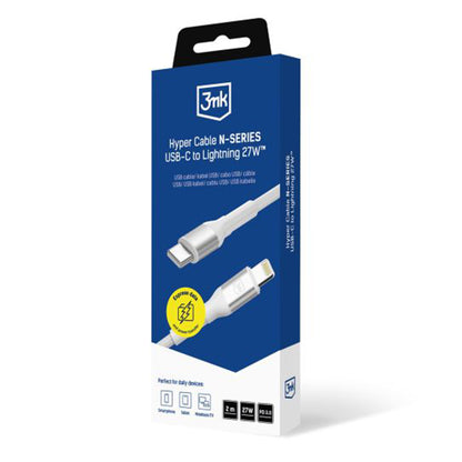 Kabl za prenos podataka i punjenje USB-C - Lightning 3MK Hyper N, 27W, 2m, Bela